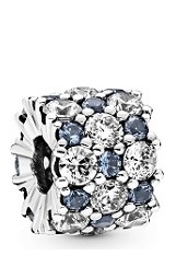 beautiful silver blue and clear cubic zirconia Pandora baby charm 